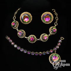 Комплект "Арбузы" Schiaparelli: колье, клипсы, браслет